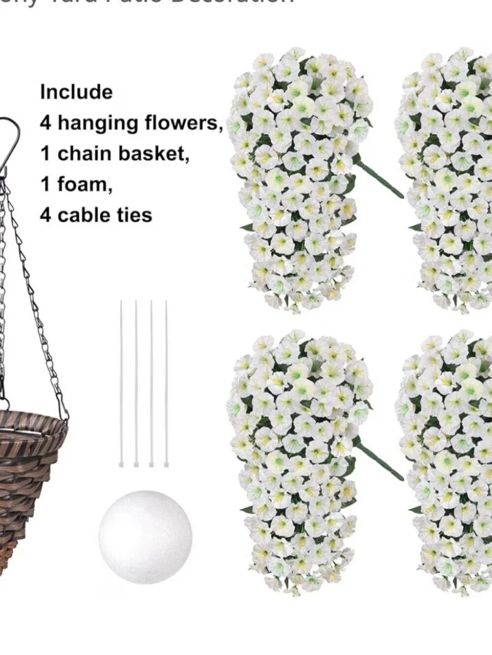 White Petunia Hanging Basket - Brand Unspecified